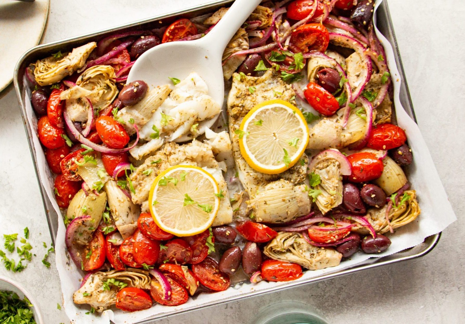 Mediterranean Cod Sheet Pan