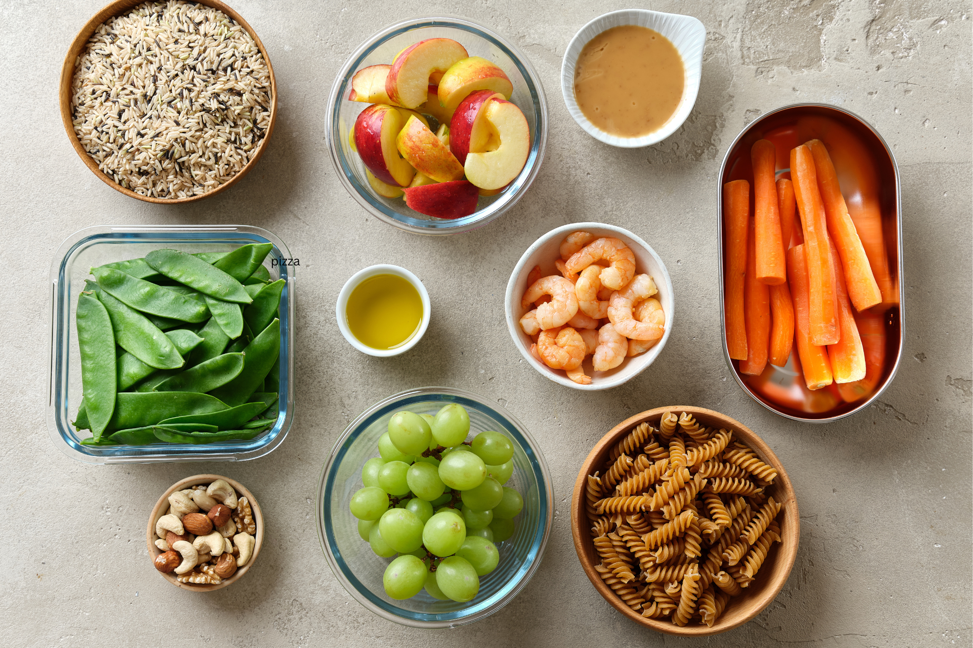 a variety of fruits, vegetables, and grains