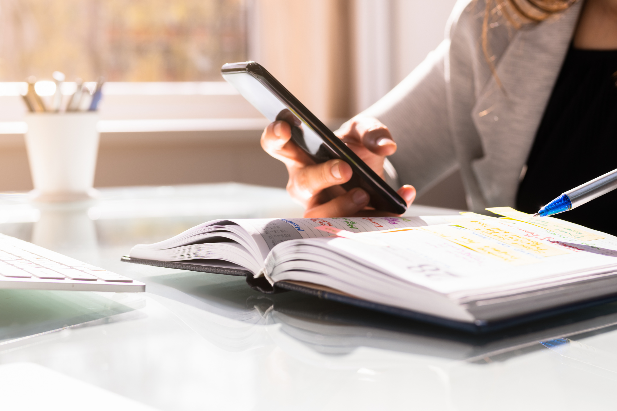 woman using her calendar to plan meals