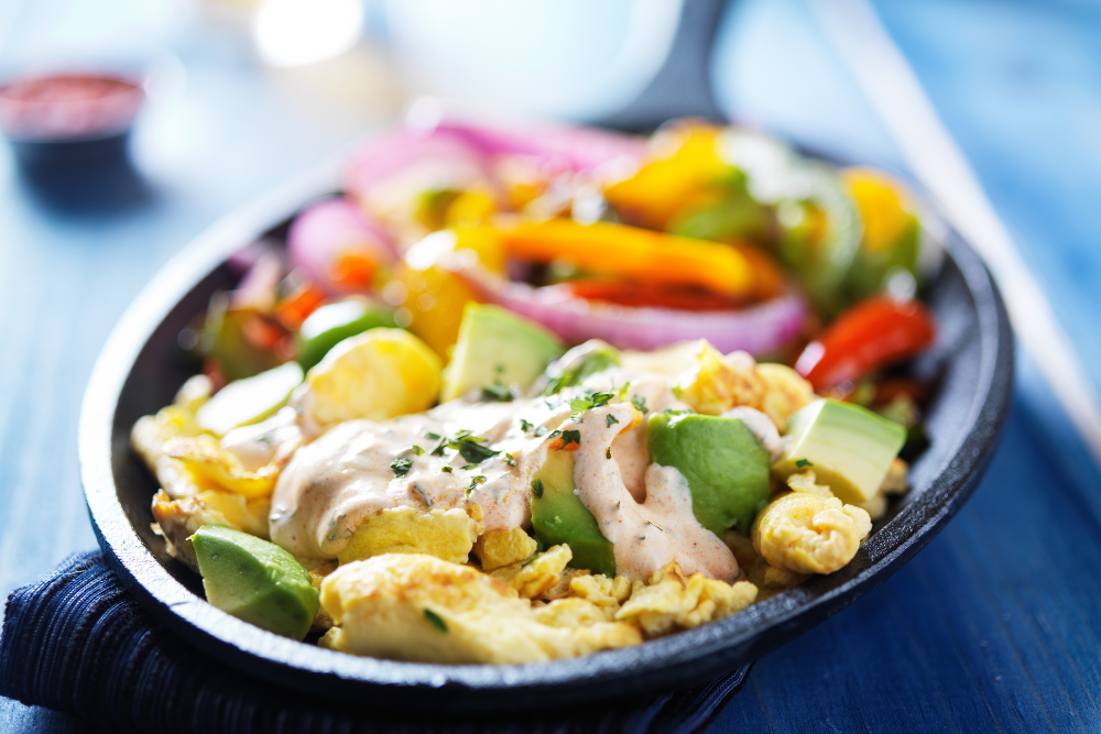 scrambled eggs and vegetables