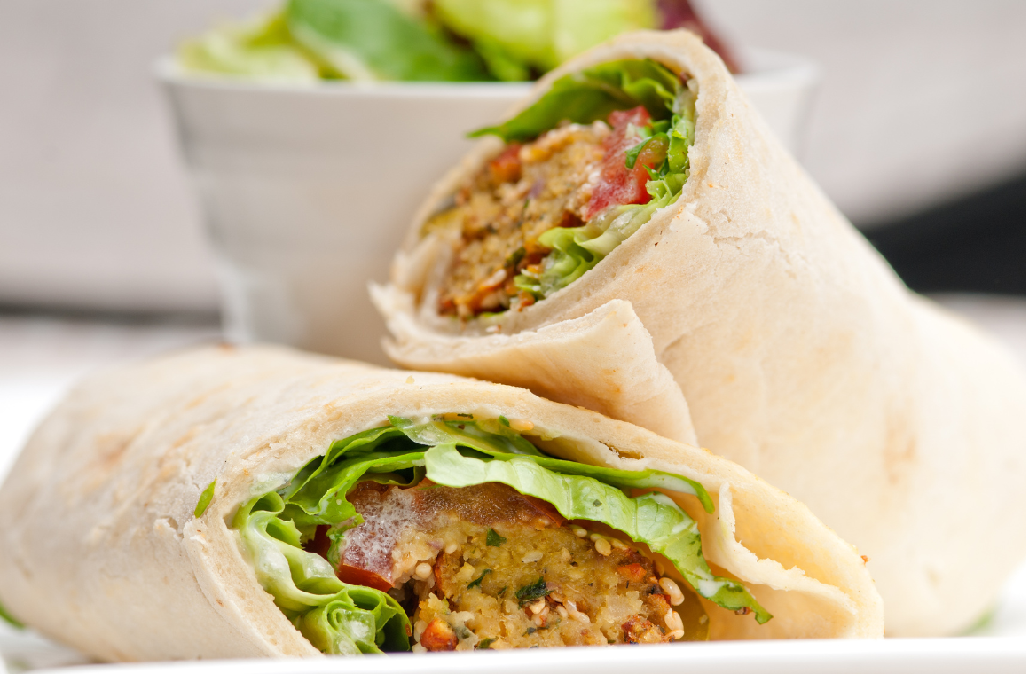 sheet pan roasted chickpea and vegetables wrap