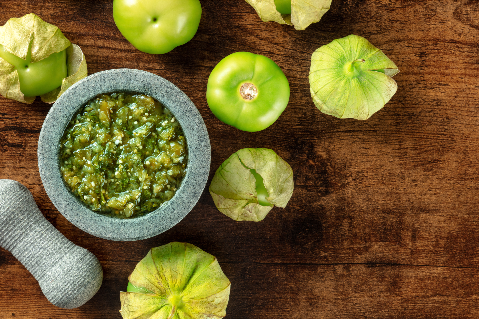 fresh salsa verde and tomatillos