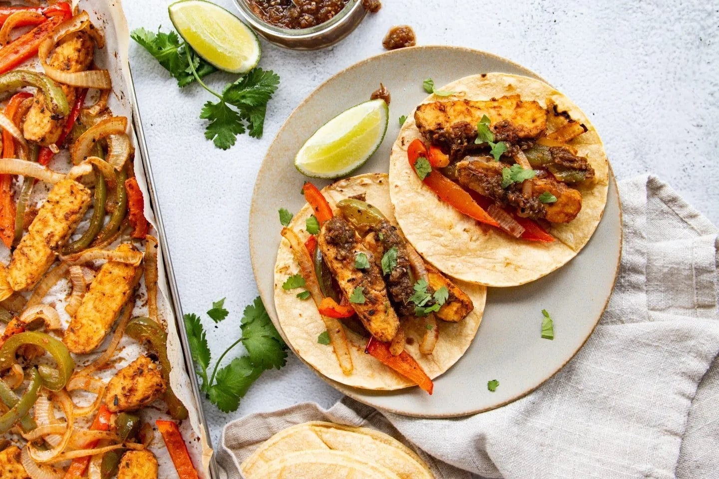 vegan tempeh fajitas